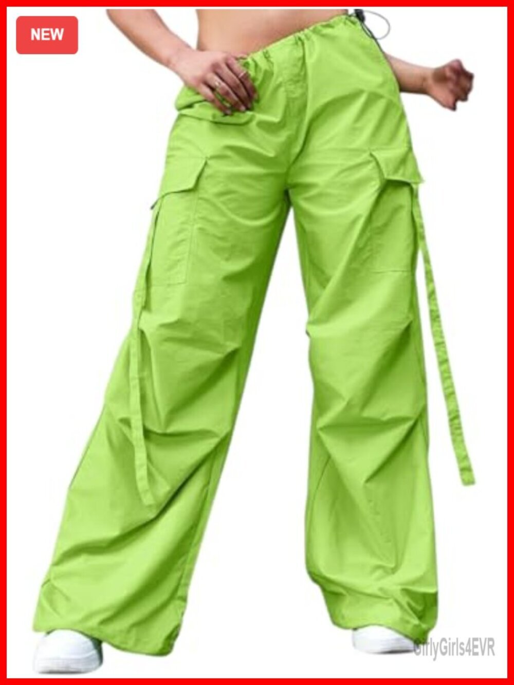 Y2K Drawstring Baggy Cargo Pants Loose Wide Leg Parachute Trousers